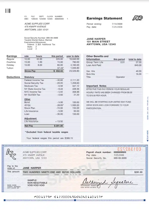 Adp Pay Stub Template