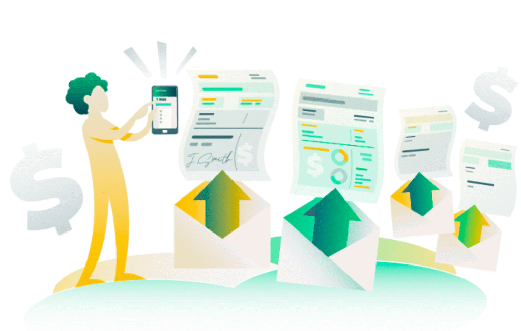 A Woman Displays A Tablet With A Green Arrow Pointing Up, Indicating An Increase Or Improvement In Financial Information.