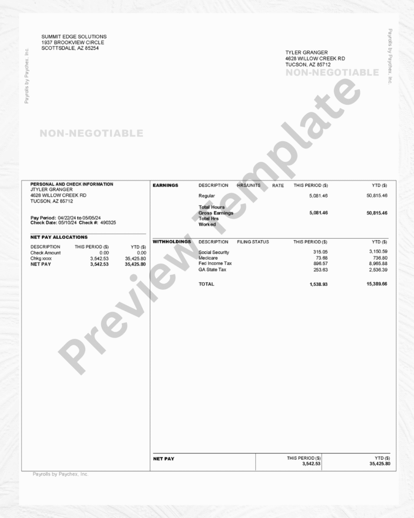 Easy-To-Use Pay Stub Generator Template That Helps Employers And Individuals Create Professional Paycheck Stubs Without Hassle.