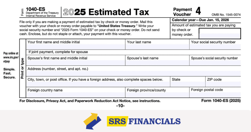 A Diagram Showing How To Fill Out The 1040 Es Form.